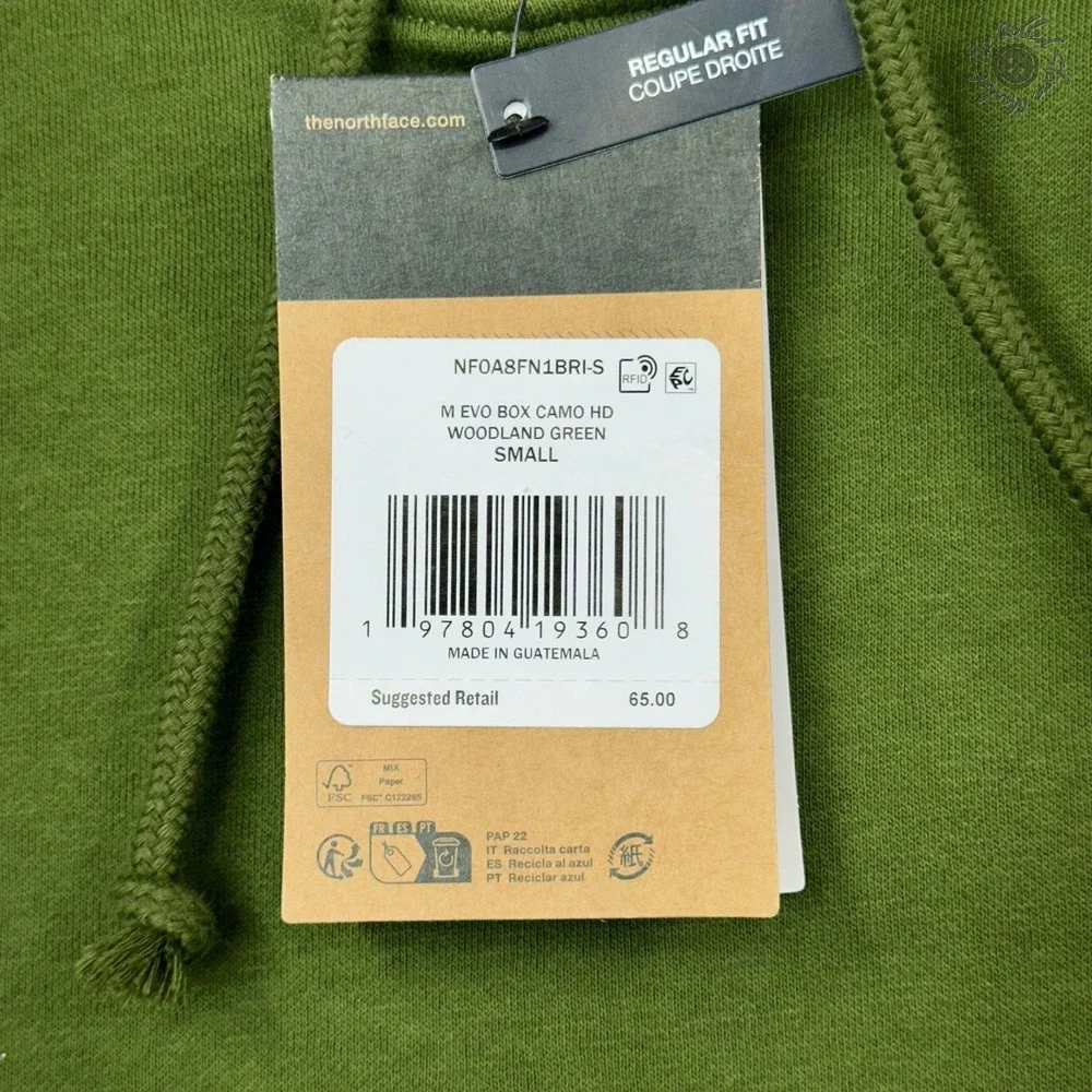 NWT The North Face Men's Evo Box‎ Camo Hoodie Small Woodland Green NF0A8FN1